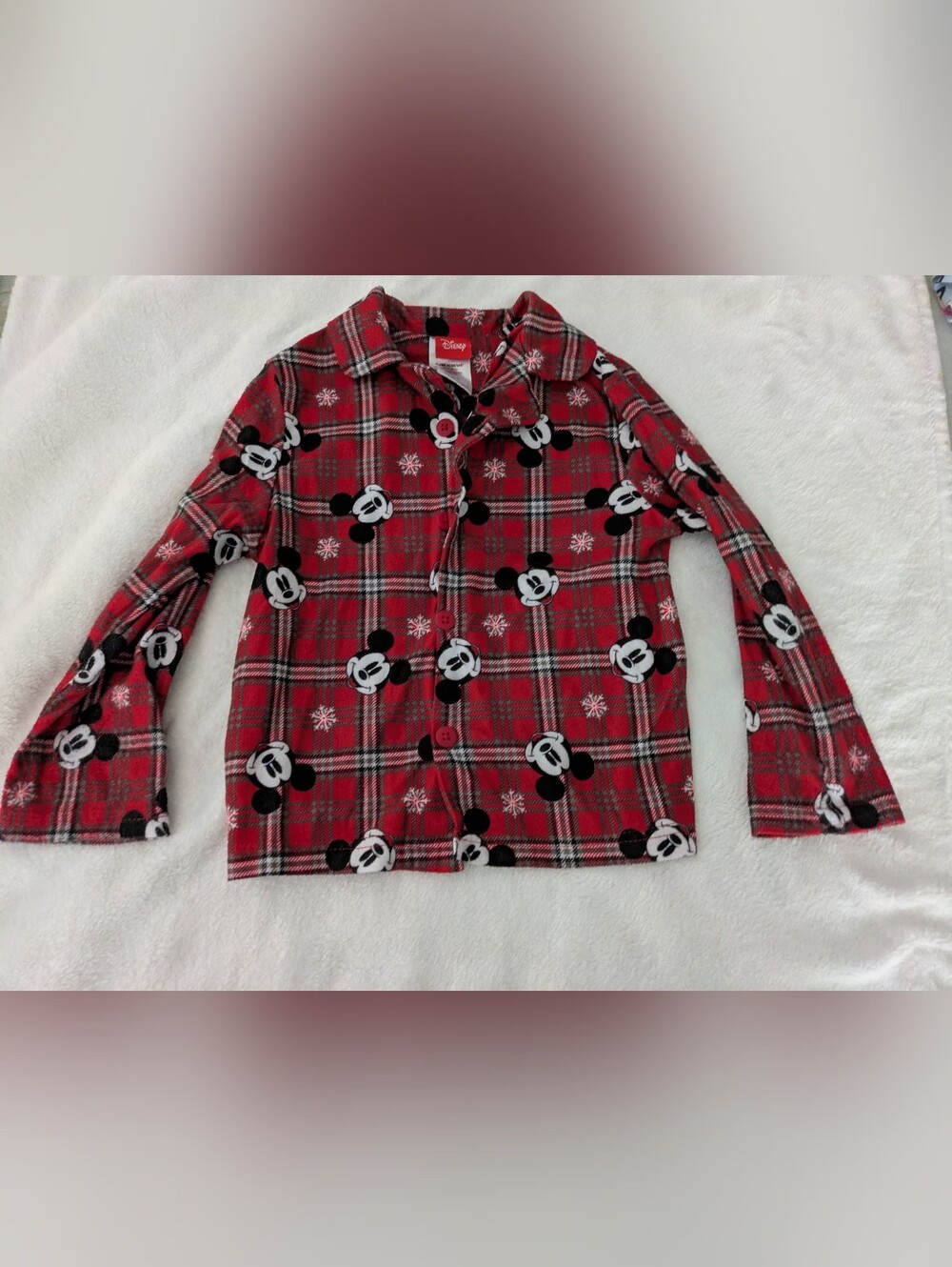 GUC Mickey Mouse Christmas winter snow plaid flannel shirt and pants pajama set - Picture 3 of 7